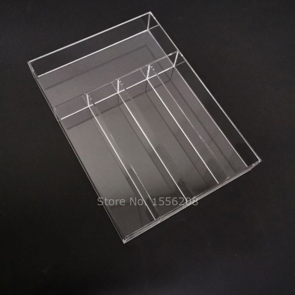 Akryl bestick bestick bricka 5 fack gafflar skedar knivar redskap förvaringshållare skrivbord plexiglas arrangör serveringsbricka