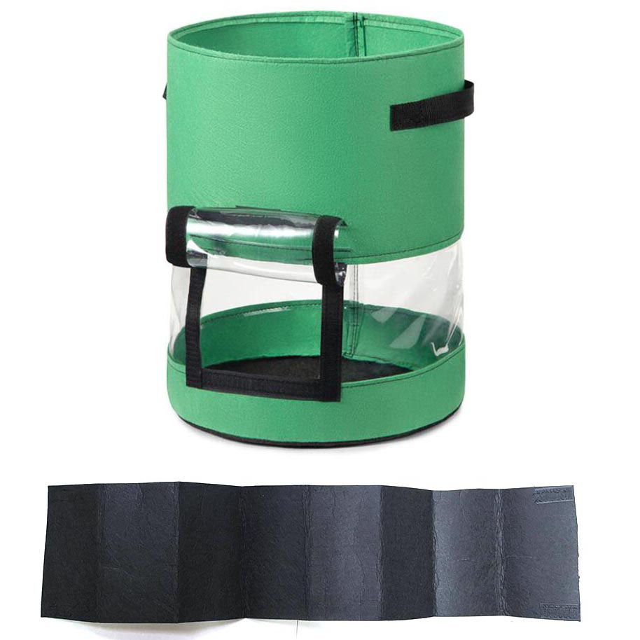 Garden Tools Potato Plant Grow Bags With Window Potato Pot greenhouse Vegetable Growing Bag Moisturizing jardin: Green Bags and cover / 10 Gallon