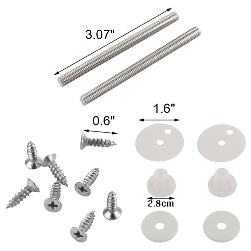 Adjustable Toilet Seat Bolt-Left And Right Hinges Kit-Toilet Seat Hinges Zinc Alloy Replacement Hinges