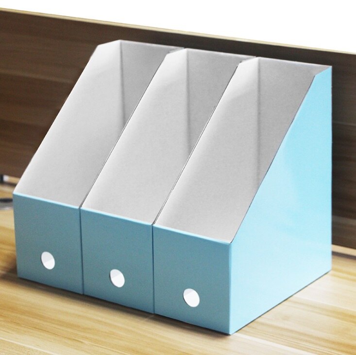 LOAAO Eco-Friendly Cardboard table organizer box office file box holder book storage box Home Storage Organization: 3pcs blue