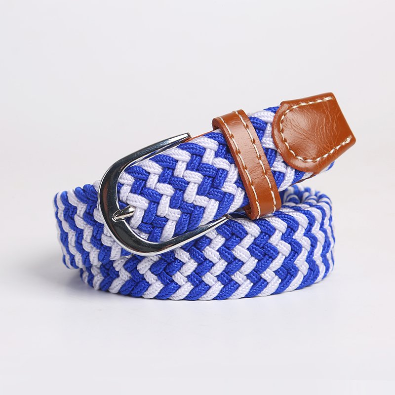 2.5 cm x 100cm universal nålespænde bælte til mænd og kvinder elastiske jeansbælter til unge studerende vævet kanvas tynd linning: Dyb blå