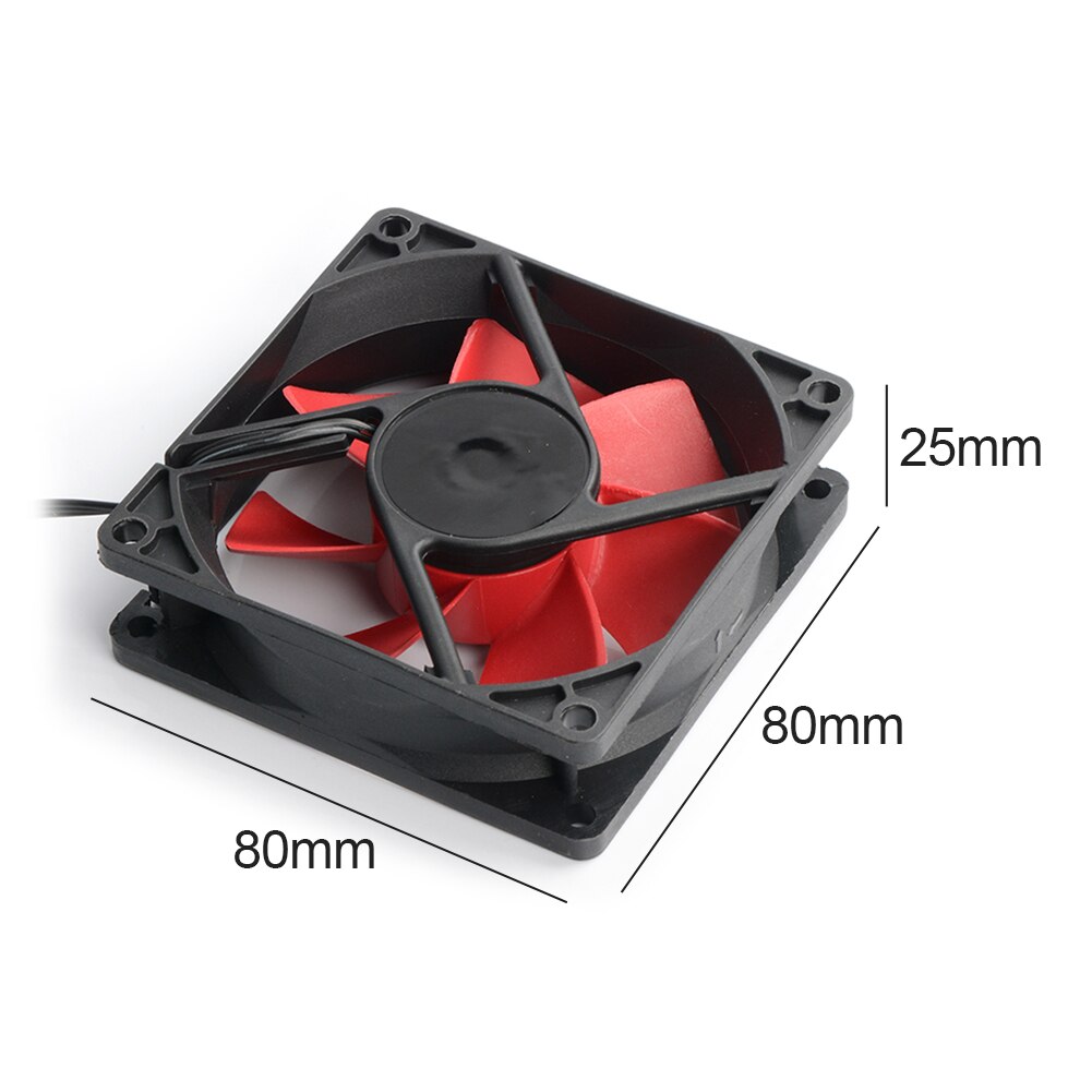 Computer Case 80mm Fan 3Pin+4Pin Double Connector Radiator Cooler Mute PC 12V 80*80*25mm Chassis Water Cooling Fans