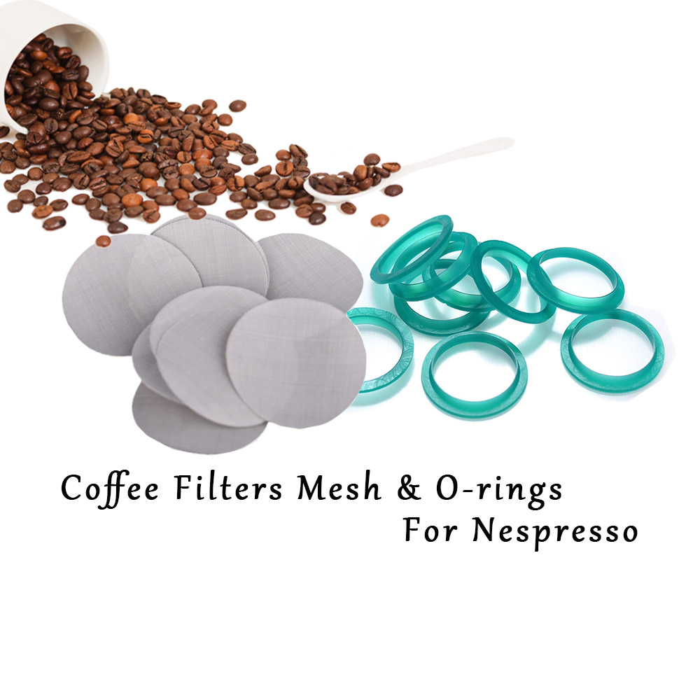 16Pcs Filter Mesh 15Pc Siliconen O-Ring Vervanging Ring Compatibel Met Nespresso Rvs Hervulbare Capsules Voor koffie