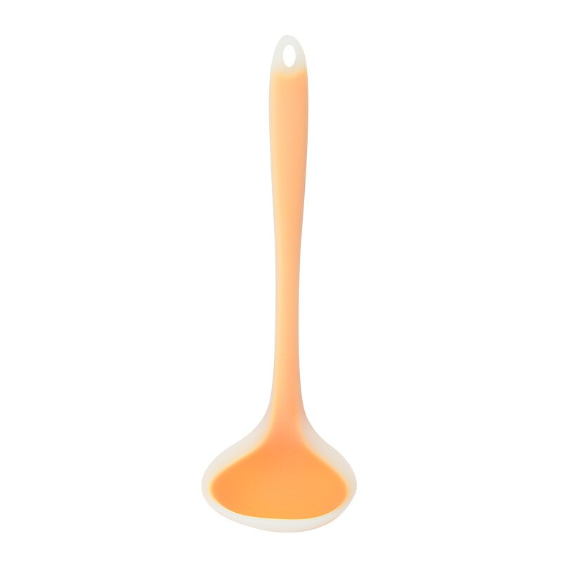 1 Piece Thickened Silicone Soup Spoon Cooking Spoon Porridge Spoon Kitchen Utensils 20.5x6.5cm: yellow-white