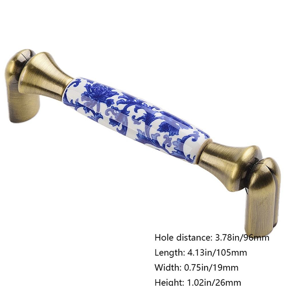 Porcelain Flowers Blue And White Furniture Antique Dresser Cabinet Handles Door Handle Pull Handles Drawer Knobs: Goud