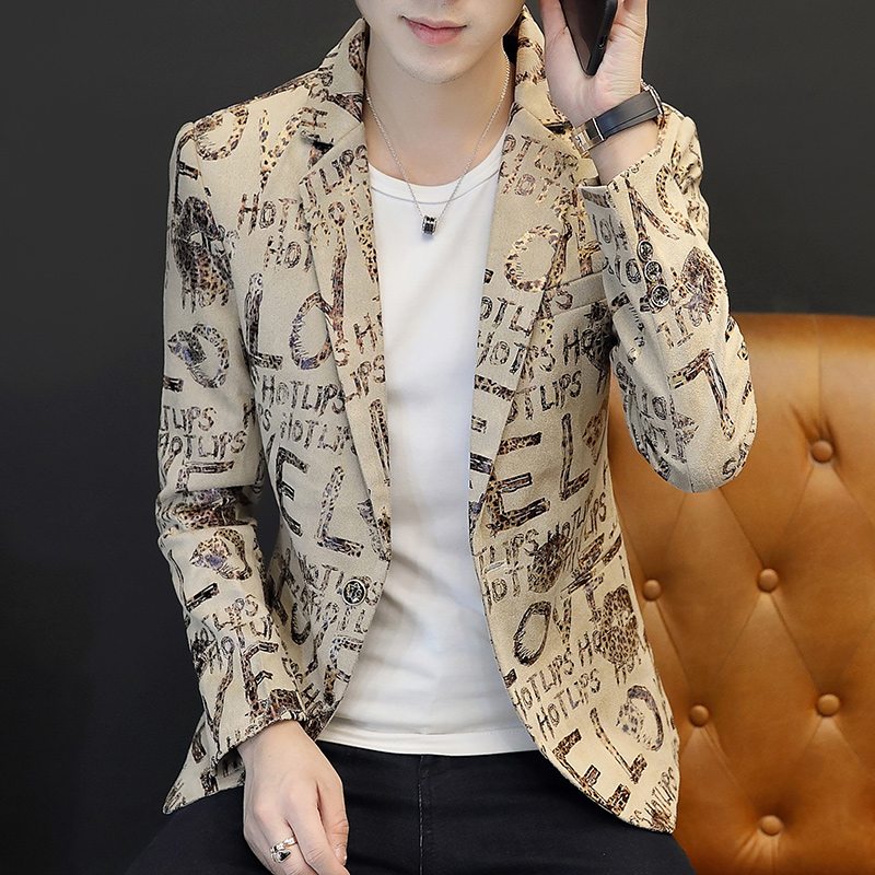 Vinterdress herre blazer stilig trykt slim fit tilpassede design blazerjakke herre casual traje lentejuelas herredresser  jj60xx