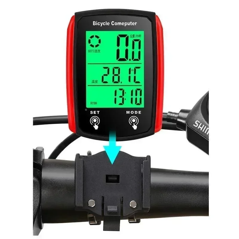 Bedrade fietscomputer met led-digitale snelheidsmeter, kilometerteller, touchscreen, waterdicht, met achtergrondverlichting