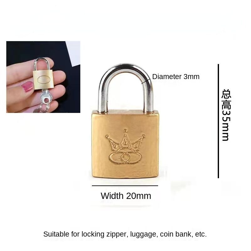 20MM small brass lock luggage padlock mailbox box lock locker padlock with key lock box