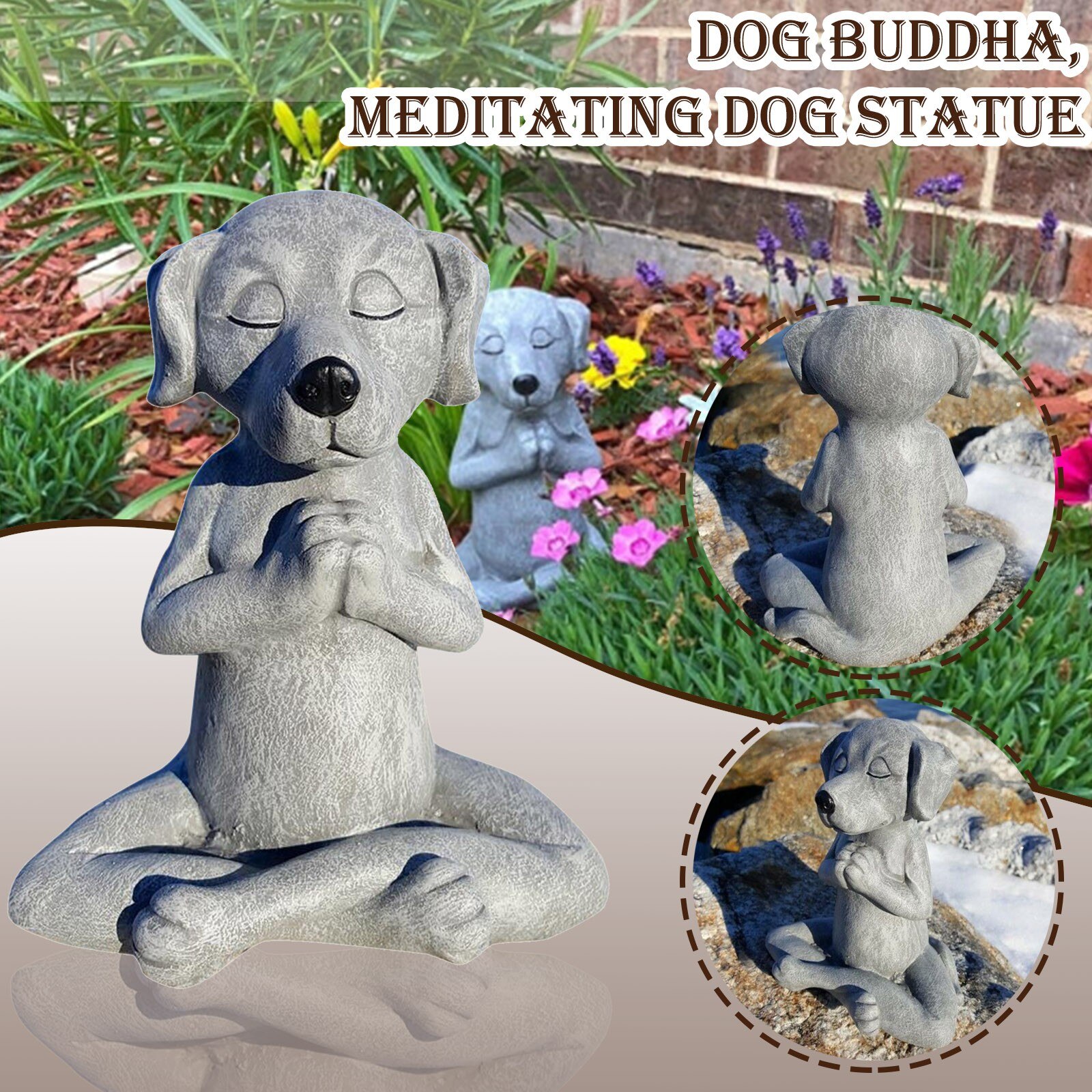 Toy Dog Buddha Meditation Dog Statue Cute Ornaments Yoga Dog Garden Decoration Home Decoration Pet Doll Crafts Garden Decoration