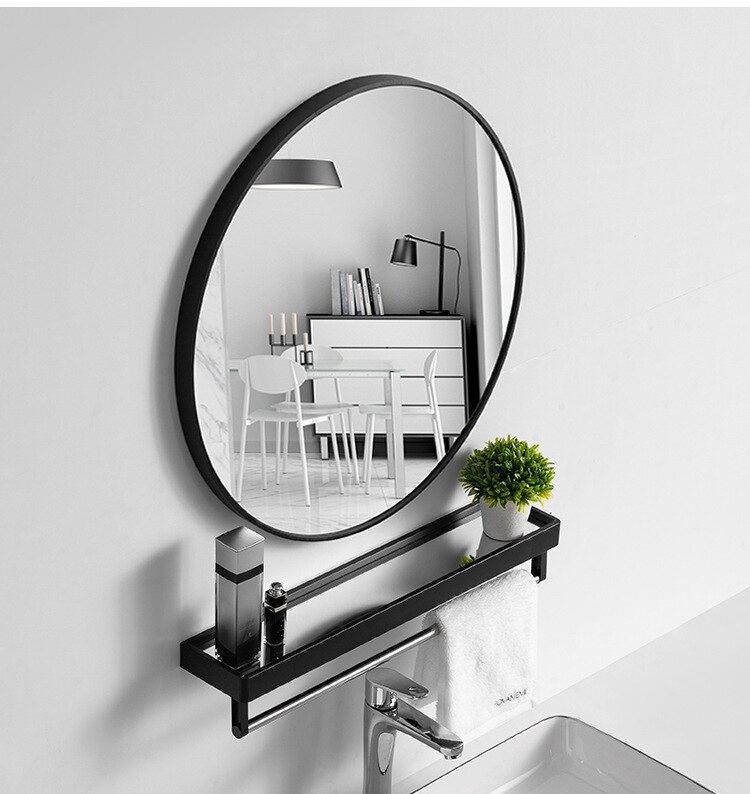 Nordic Bathroom Non-Perforated Bathroom Round Mirror Decorative Wall Mirrors Bathroom Accessories Bath Mirror LD125