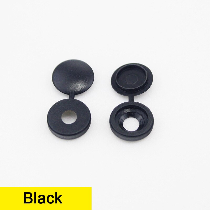 100Pcs Hinged Plastic Screw Cap Cover Fold Snap Protective Cap Button For Car Furniture Decorative Nuts Cover Bolts Hardware: Black100pcs
