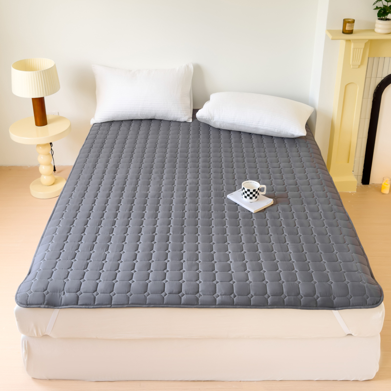 Waterproof Quilted Mattress Protector Cover Thickened Breathable Mattress Topper for Single or Double Bed: Bed 140 / DARK GRAY