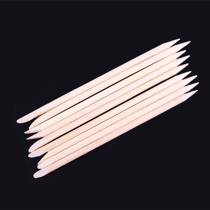 Houten stokjes nagelkunst manicure nagelriemduwer remover tweeweg nagelverzorgingstool stippen houten stokje , 10 stuks/lot