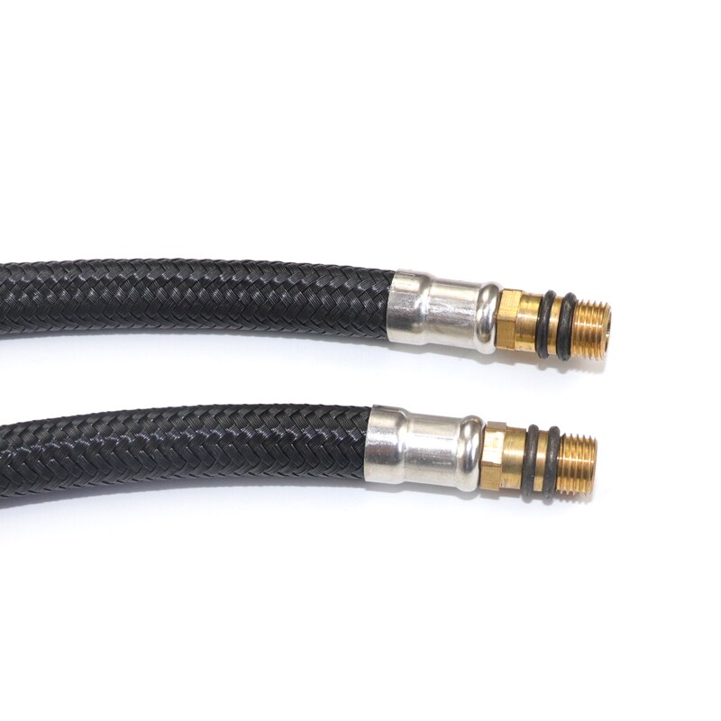 Tuyau Flexible en Nylon noir pour robinet de cuisine et plomberie, mélangeur d'eau chaude et froide, accessoires de salle de bains, 3/8 "Manguera1/2"