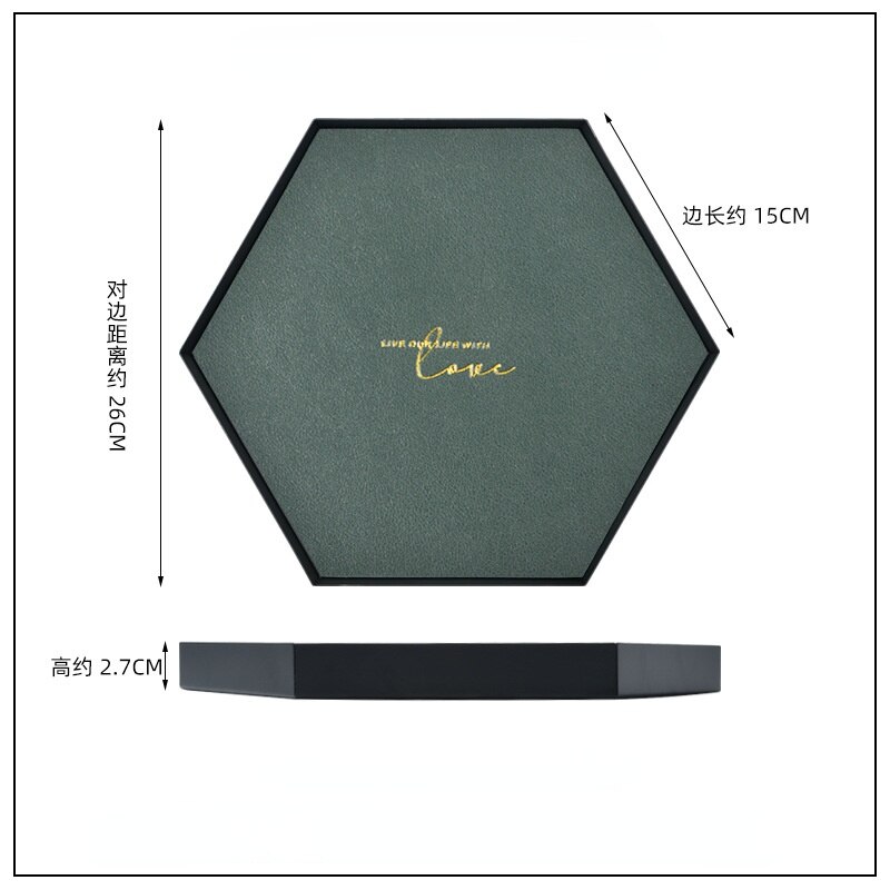 Morandi – plateau de rangement en métal et fer, bloc de cuir de couleur géométrique, conteneur de finition de stockage de produits cosmétiques divers nordiques: Hexagon L