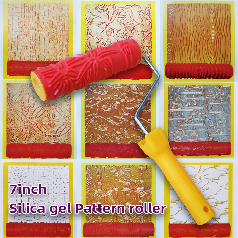 7 zoll Muster Roller pinsel Silica gel Farbe roller Geprägte Textur Malerei Werkzeuge für Wand Dekorative Haushalt Pinsel