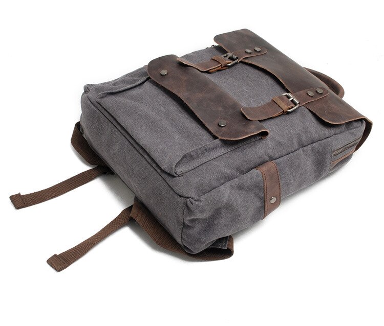 Multifunctionele herenrugzak vintage canvas rugzak leren schooltas neutrale draagbare slijtvaste reistas