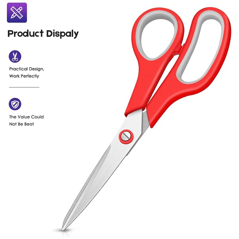 20Pcs 8Inch Multipurpose Scissors, Soft Comfort-Grip Handles Stainless Steel Sharp Scissors for School Office Home