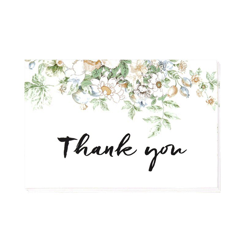 6Pcs/Set Thank You Cards Flowers Small Cards Greeting Card Postcards Message Card Universal