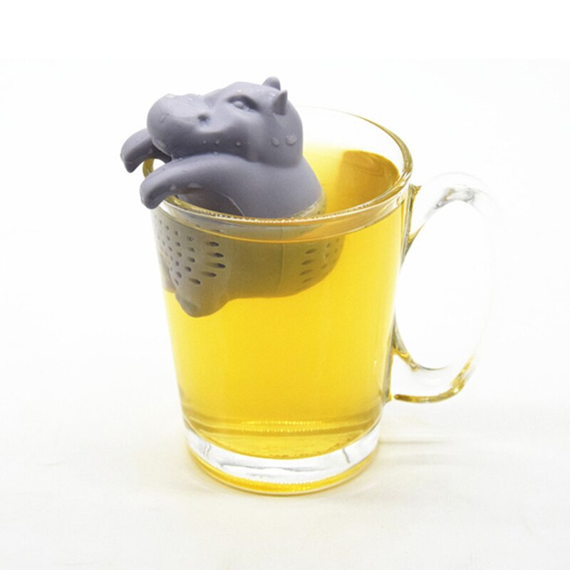 1Pcs Siliconen Theezeefje Herbruikbare Hippo Shaped Thee-ei Koffie Herb Filter Lege Thee Zakken Losbladige Diffuser Accessoires