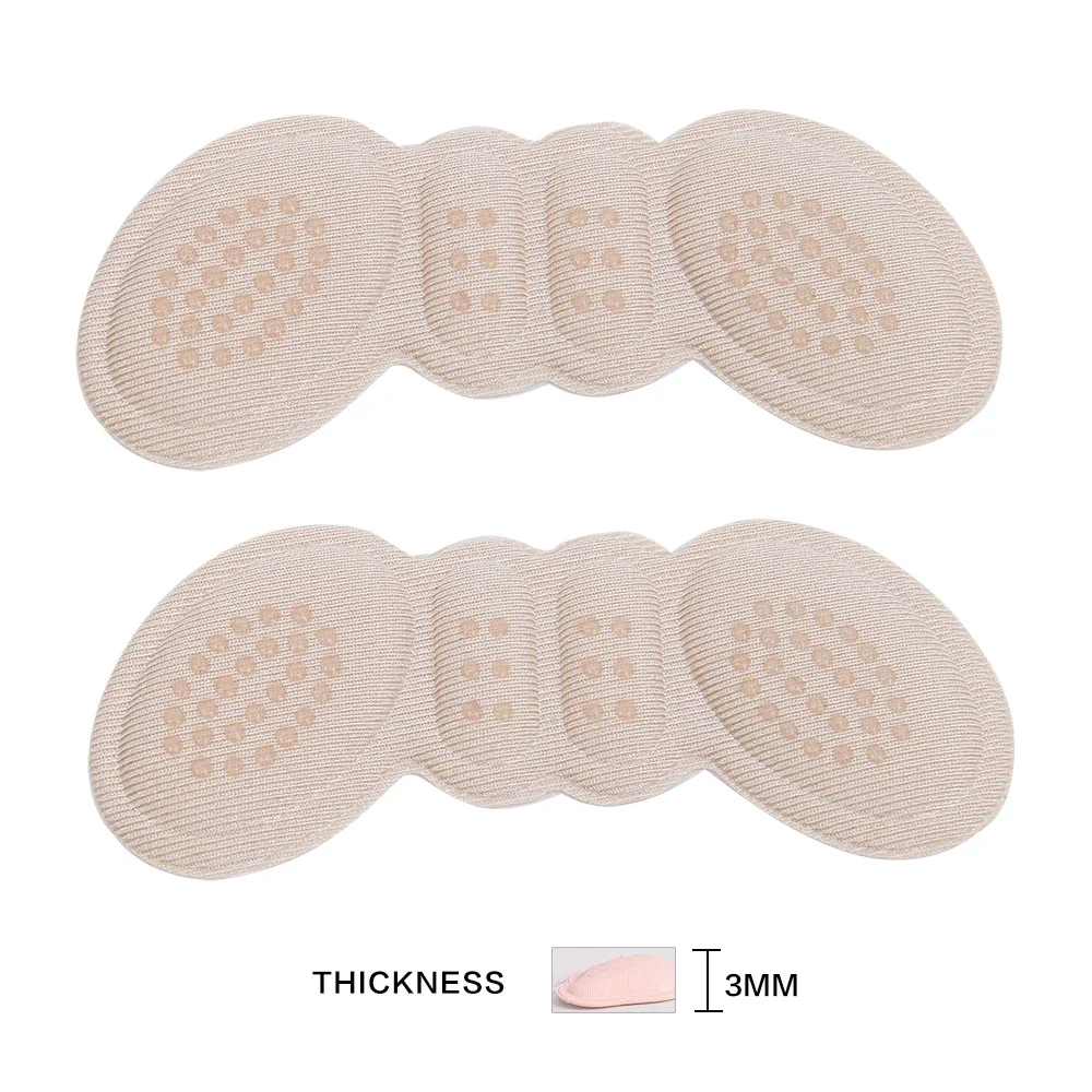 1/4 pares de almohadillas de inserciones de tacón alto, plantillas adhesivas antidesgaste de tamaño ajustable, pegatina protectora, alivio del dolor, cojín para zapatos para el cuidado de los pies: Plata