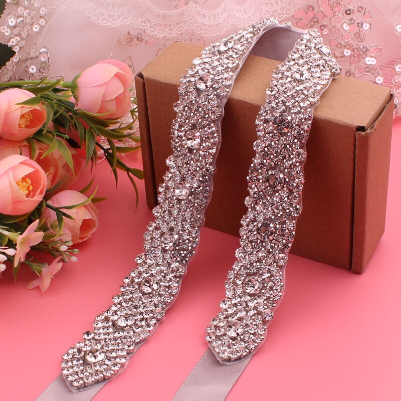Bruids Trouwjurk Riem Kristal Strass Riem Jurk Diner Gordel: dark gray