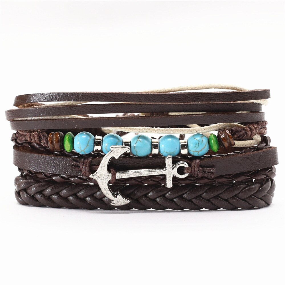 Neue Jahrgang Feder Haken Kamera Auge Charme Perlen Leder Männer Armbänder Für Frauen Femme Homme Männlichen Schmuck: Stil 5