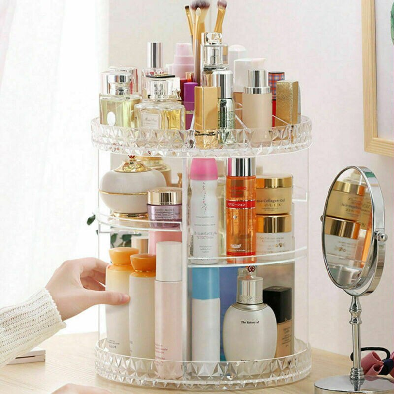 Roterende Cosmetische Crystal Make Organizer Opbergdoos Plank Display US