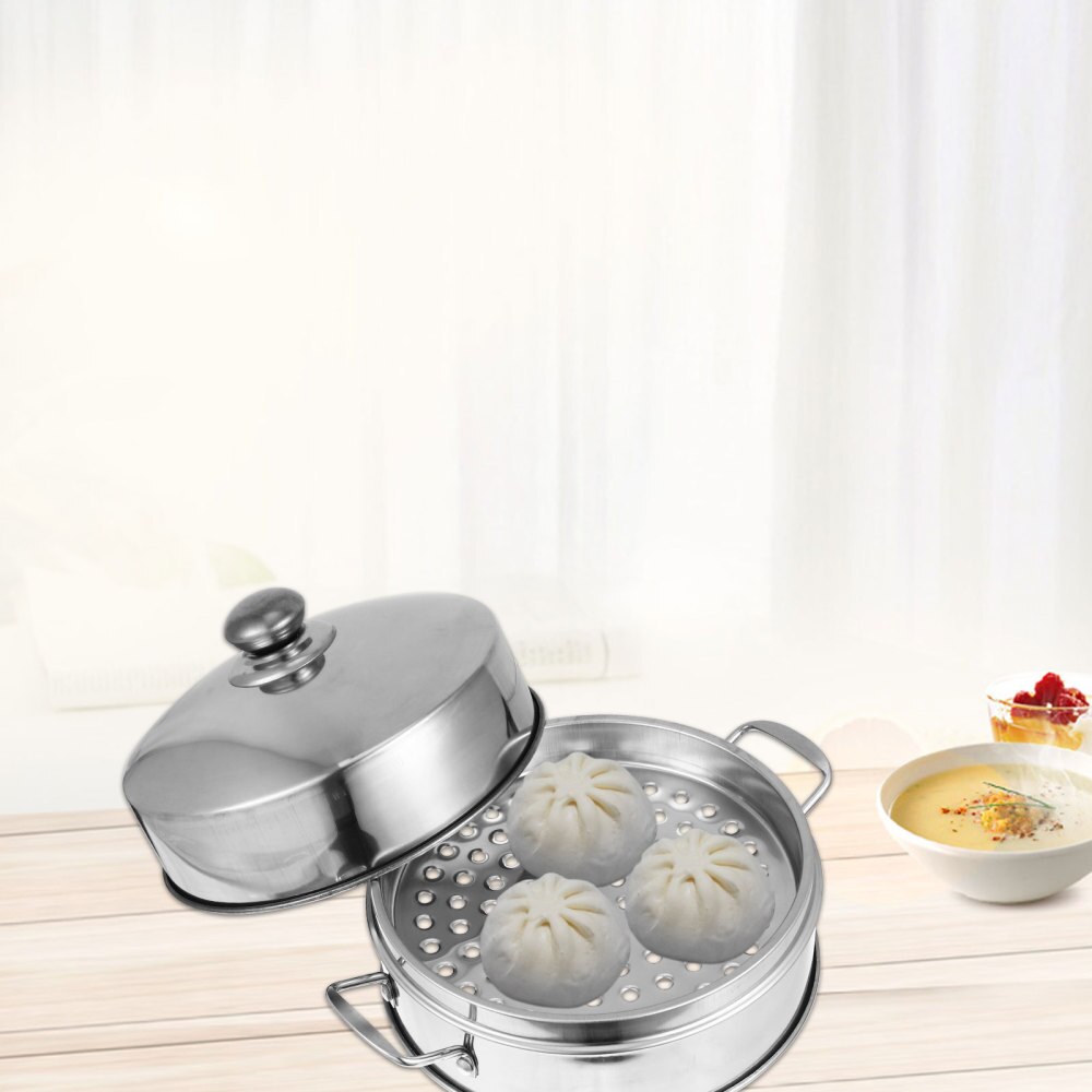 1 Set 20cm Steamer Baskets Stainless Steel Food Kitchen Steamer Rustproof Lid