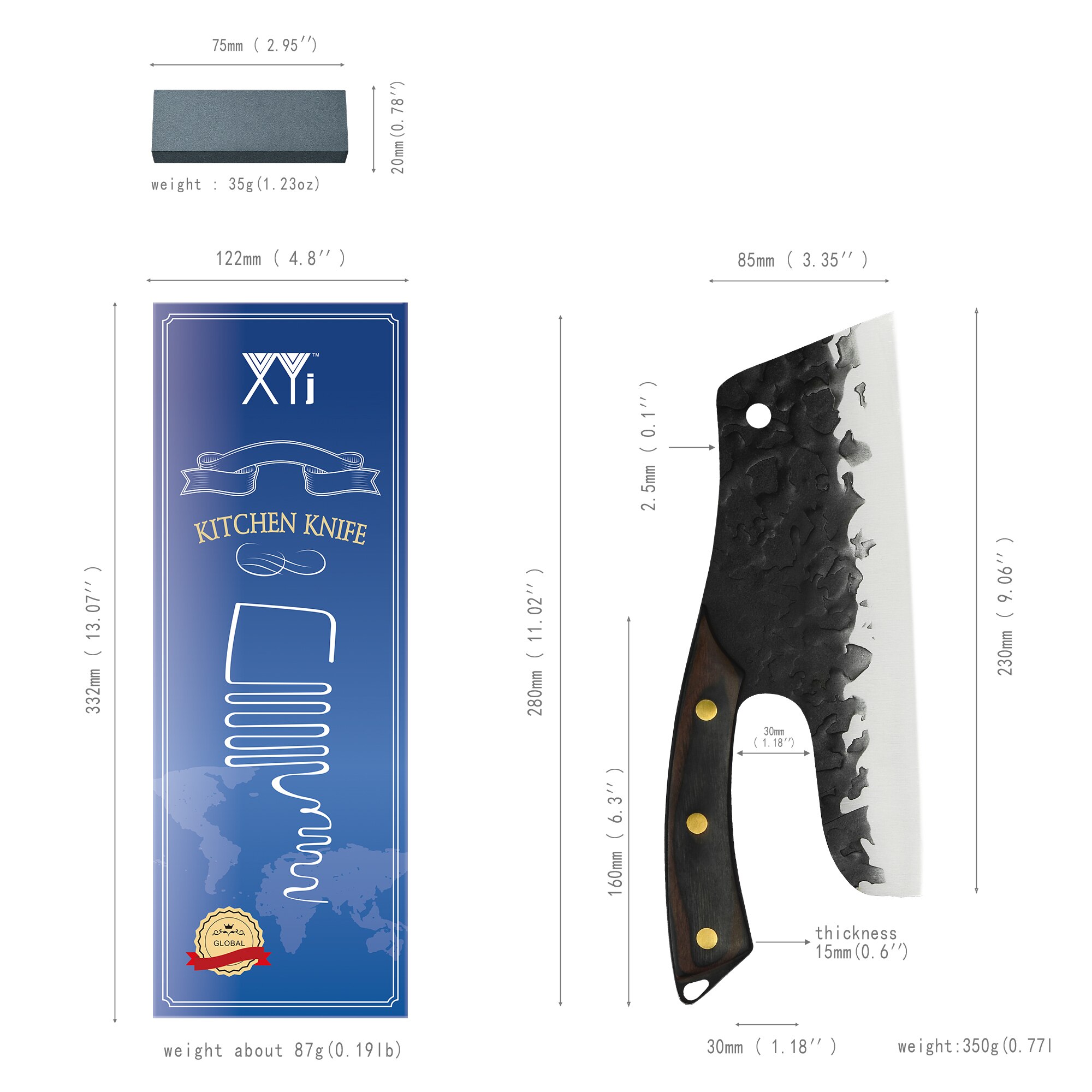 9 Inch Handmade Butcher Knife Master High Carbon Steel Forged Knives Chopping Slicing Chef Knives Utility Cooking Kitchen Knife