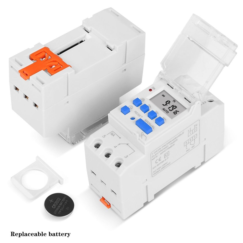 16A DIN RAIL Mount Electronic 7 Days Programmable Digital Industrial Time Switch Relay Timer Control