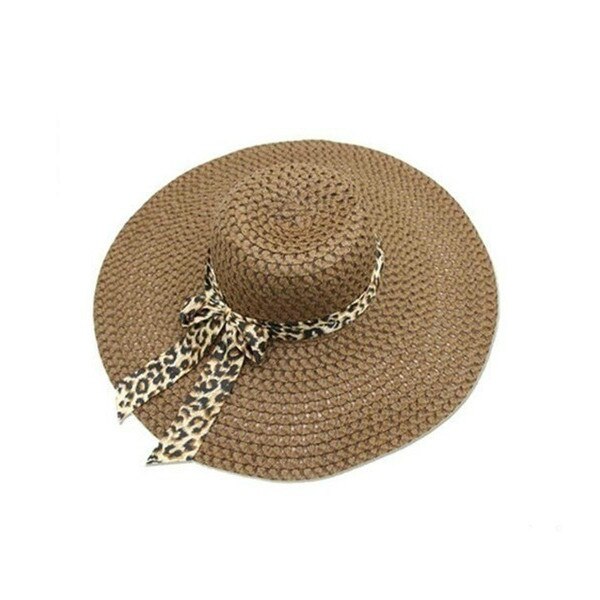 Sombrero de paja de ala ancha para mujer y niña, sombreros flexibles de playa, sombreros de paja plegables para el sol: Darkbrown