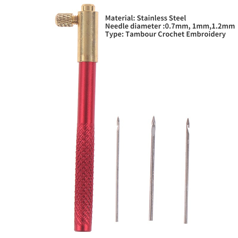 Francese Aghi Da Ricamo Tambour uncinetto Gancio Luneville Gancio con 3 Aghi
