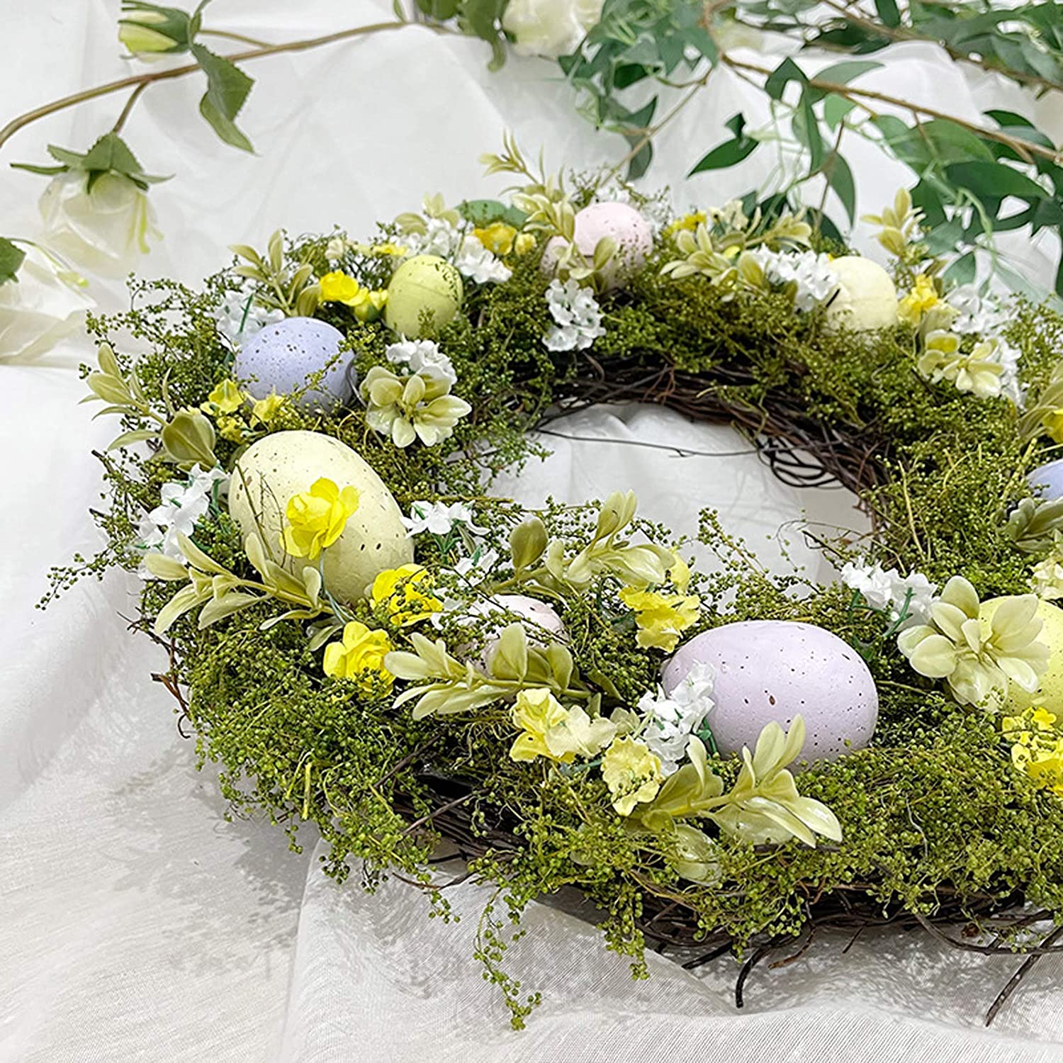35cm Handmade Spring Summer Wreath Door Home Decoration Accessories Garland Easter Eggs Wreath Wedding Party Craft Decor