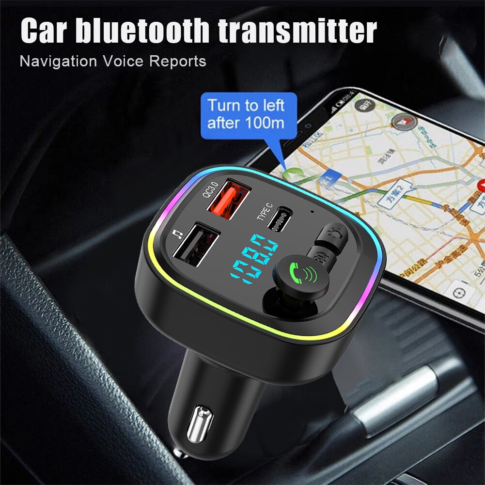 Car Bluetooth-compatible 5.0 MP3 Player Wireless Transmitter QC3.0 Type-C Smart Fast Charger Handsfree Audio Receiver