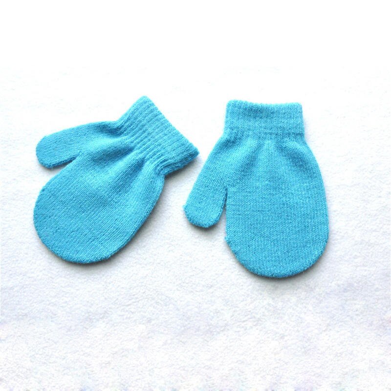 Balleenshiny 1 Paar Baby Handschoenen Voor Jongens Meisjes Solid Winter Kinderen Warme Handschoenen Volledige Vinger Handschoen Gebreide Anti Scratch Baby wanten: light blue