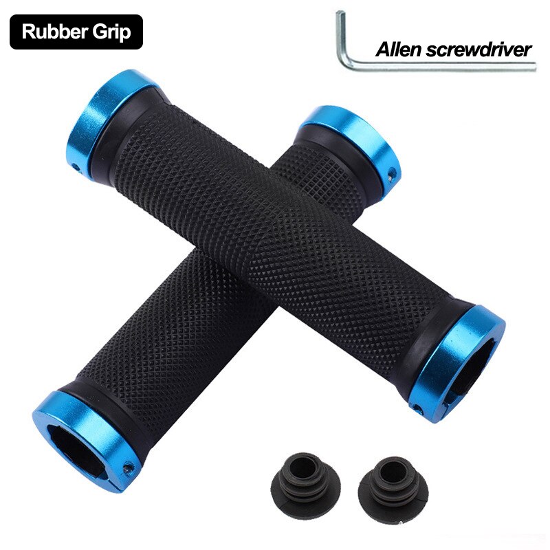 ITMTB-empuñaduras de goma para manillar de bicicleta, puños de aleación, bloqueo Bilateral, antideslizantes, accesorios para BMX: Blue