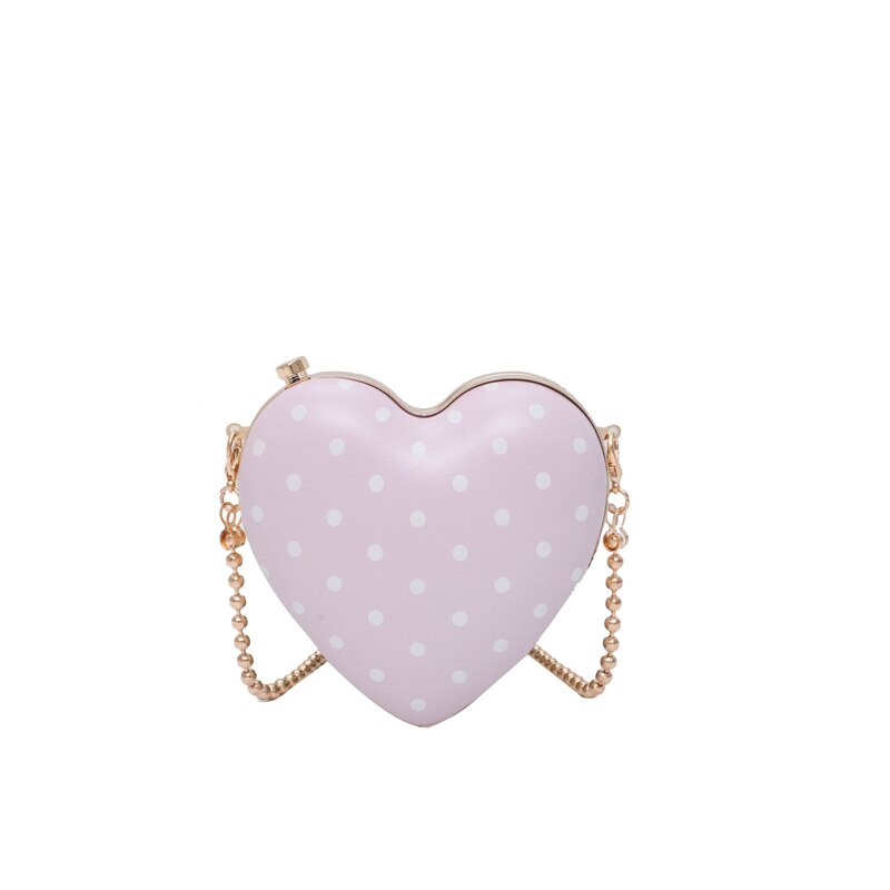 Søt dame hjerteformet mini crossbody veske sommer høy pu lær dameveske kjede skulder messenger bag