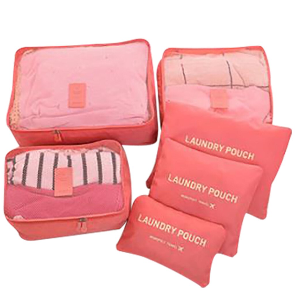 6 Stuks Kleding Schoenen Opbergzakken Waterdichte Kleding Ondergoed Schoenen Opbergtas Bagage Tas Reistassen Organizer: Watermelon Red