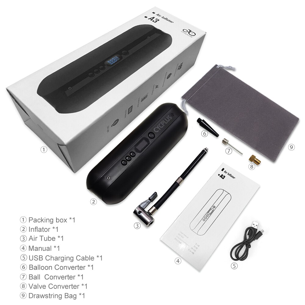 CYCPLUS Mini Bike Pump Cycling Bicycle Accessories Portable Smart Air Inflator Digital Electric Tyre Pump for Car Tires Balls