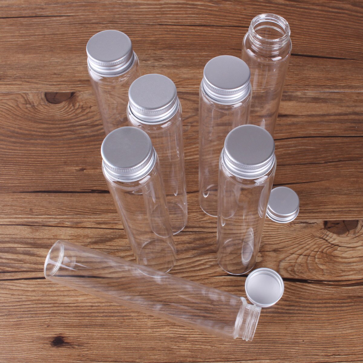 15pcs 20ml-150ml Glass Bottles with Aluminum Lids Diameter 37mm Candy Jars Pill Container 9 Sizes U-pick