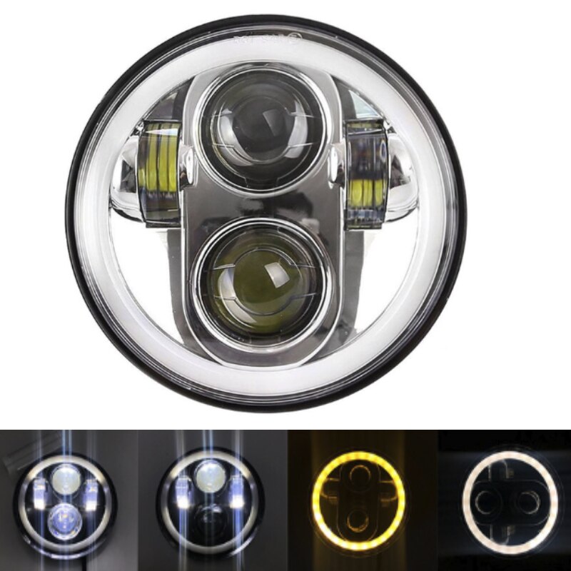 5.75&quot; inch LED Projector Headlight with Halo Angel Eyes White DRL Lights for Honda Shadow Aero Phantom VLX 600 750 VT 1100: A Chrome