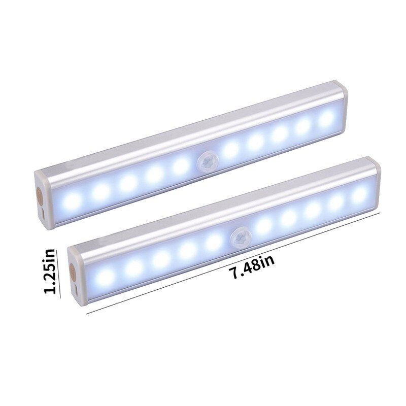 Vogvigo 1-3 Pcs Motion Sensor Kabinet Led Verlichting Batterij Pir Garderobe Kast Licht: White light 2pcs