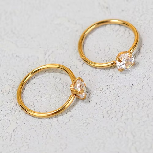 2 stuks roestvrij staal CZ piercing oorbel Stud oor bot kraakbeen Helix tragus Daith Conch Rook hoepel oorbel vrouwen ongebruikelijke ring: WHITE / Silver Plated