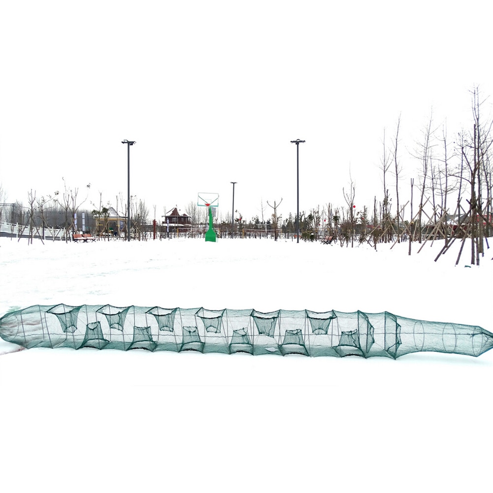 Crab Crayfish Lobster Catcher Live Trap Fish Net Eel Prawn Shrimp Lure Nets 11 intervals Foldable Nylon Fishing Net 3.5m