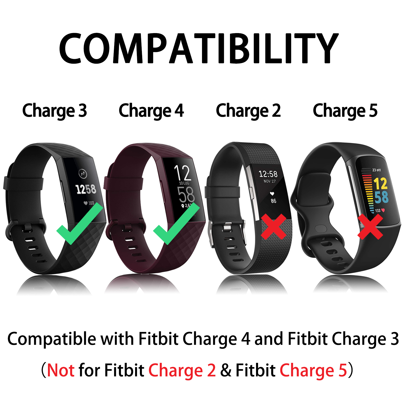 USB-kabeloplader voor Fitbit Charge 3/Charge 4 Opladen USB-kabel Dock Vervangbare oplader voor Fitbit Charge 4 3 Dock-adapter