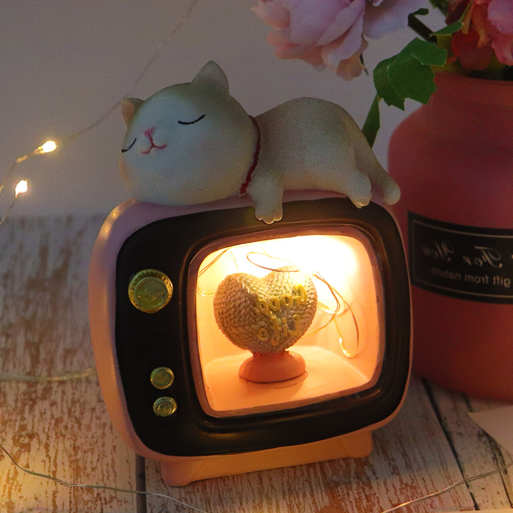 Leuke Cartoon TV Kat LED Nachtlampje Lamp Decoratieve Slaapkamer LED Nachtkastje Lamp Verjaardag Christmas for Kids Kinderen