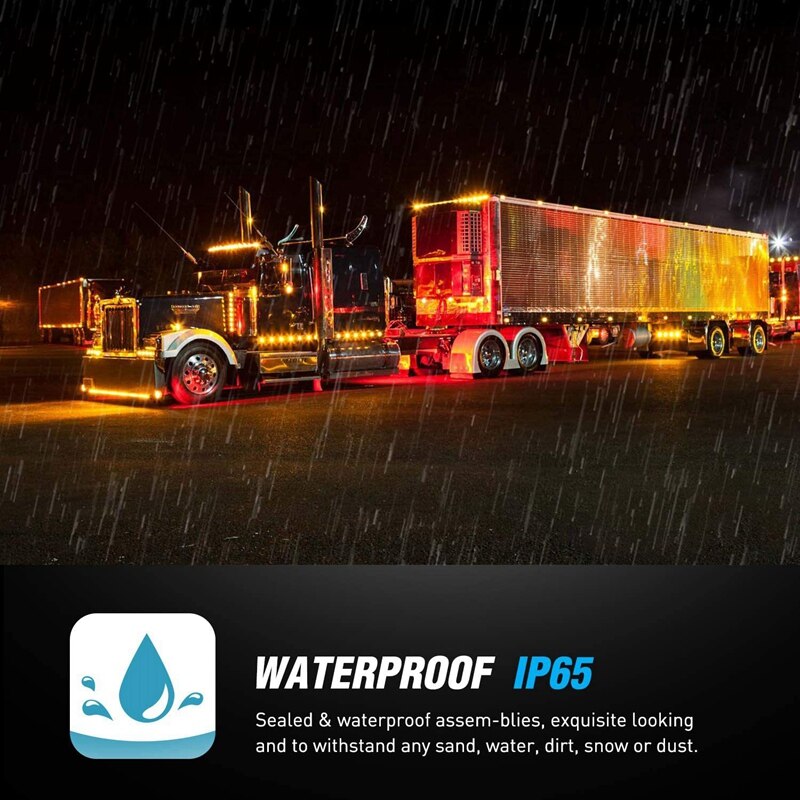 4PCS 24V 3.9Inch 3 LED Truck Trailer Amber Light Front Rear LED Side Marker Lights Clearance Indicator Lamp Waterproof