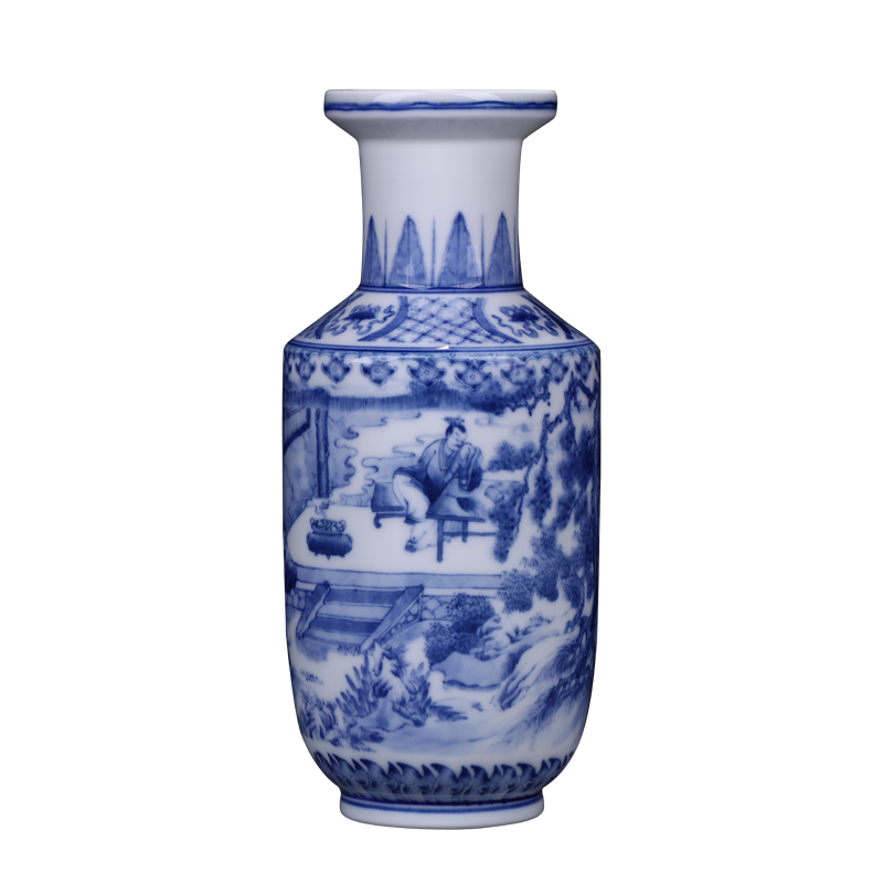 Jingdezhen Ceramics Ancient Blue and White Porcelain Vase and Flower Arrangement