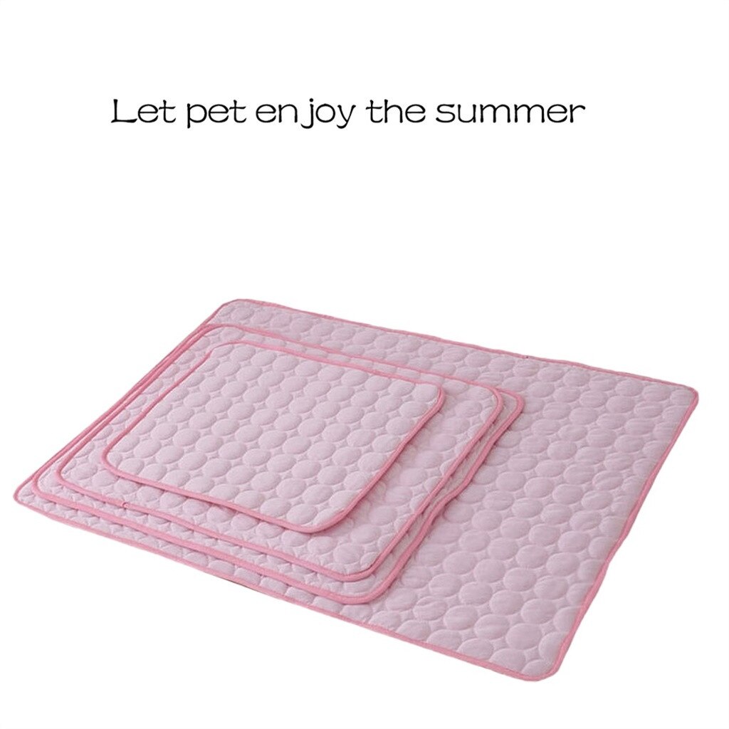 Cooling Mat For Dogs Pet Cat Chilly Non-Toxic Summer Cool Bed Pad Cushion Indoor Pet Summer Bed лежанка для собак#GH: Pink / S